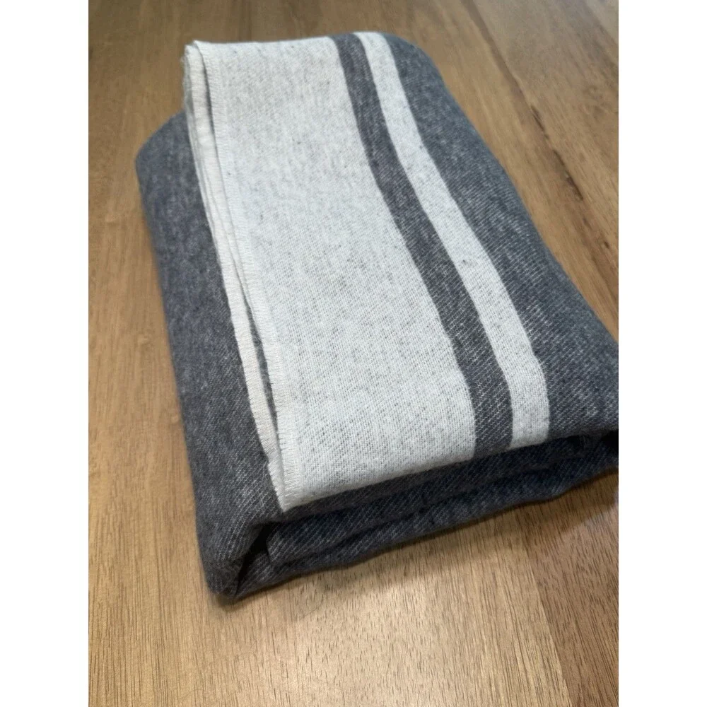 Sferra Fine Linens Viletta Throw Blanket Gray Tan 53x78 Cashmere Wool Cotton Bld